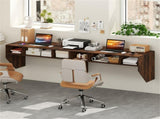 Rustic Brown Wall-Mounted Floating Computer Desk with 3-Cube Storage, Sturdy Wooden Workstation for 55825047