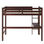 ZUN Twin Loft Pine Wood Bed with built-in desk, Safety Guardrails, Ladder,Espresso W504P148552