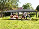 10x20ft Black Pop Up Canopy Tent, 6 Removable Sidewalls with 2 Doors 4 Windows, 38534135