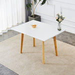 ZUN Imitation marble white sintered stone tabletop with rubber wooden legs, computer desk, W1512P284842