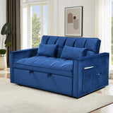 Modern Velvet Loveseat Futon Sofa Couch Pullout Bed, Small Love Seat Lounge Sofa w/Reclining T3411P309639