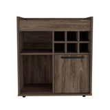 ZUN Bar- coffee cart 29" H, cabinet storage, with 6 bottle racks, a central shelf covered by 1 wood B097133131