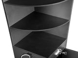 3-Tier Corner Salon Cabinet with 1 Door & 1 Drawer, 15mm E0 Grade Particleboard Matt Black, 75.2" H 45410209