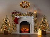 Pre-lit Holiday Christmas 4-Piece Set, Christmas Garland, Wreath and Set of 2 Entrance Trees with 19956459