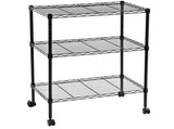 3-Layer Plastic Coated Iron Shelf with 1.5" Plastic Wheels 350*600*850 Black 03624024
