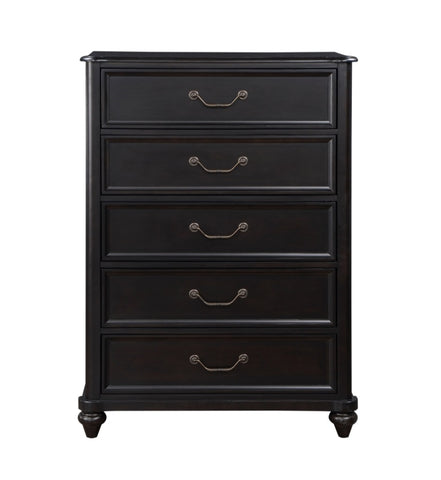 ZUN Charcoal Brown Finish Traditional Bedroom Furniture 1pc Chest of 5 Drawers Antique Handles Classic B011P225161