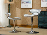 Masaccio Upholstery Airlift Adjustable Swivel Barstool with Chrome Base, Set of 2, Silver T2574P164837