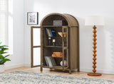 A high arched storage cabinet with a lamp, a modern retro-style wooden storage cabinet with 22213549