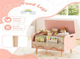2-in-1 Kids Toy Storage Organizer with Bookshelf, 59.6940.6443.18 cm Pine Wood Toy Chest for 3 55052657