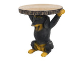 22.17"H Black Dog Side Table Pedestal End Table Stool, MGO Dog Statue Hand Painted Sculpture for N765P412507B