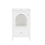 ZUN 20" Bathroom Vanity with Sink, Bathroom Cabinet with Soft Closing Glass Door, A Drawer, White 41215746