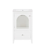 ZUN 20" Bathroom Vanity with Sink, Bathroom Cabinet with Soft Closing Glass Door, A Drawer, White 41215746