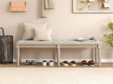 Beige 47.5" Rubber Wood Upholstered Bench with Button-Tufted Seat, 440 lbs Capacity Retro Entryway 60312147