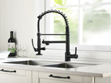 Commercial Kitchen Faucet Pull Down Sprayer Black and Nickel,Single Handle Kitchen Sink Faucet W1932P172303