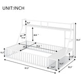 ZUN Full Size Floor Bed Frame with Safety Fence, Metal Floor Bed with Desk and Storage Shelves, W1580P240069