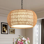 ZUN Farmhouse Pendant Light with Adjustable Height, Boho Woven Jute Rope Hanging Ceiling Light Fixture, W1340P241301