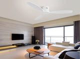 52 Inch Indoor Wooden Ceiling Fan With 3 Solid Wood Blades Remote Control Reversible DC Motor W934P146082