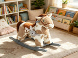 Brown Kids Rocking Horse Soft Plush Horse Rocker with Rabbit Toy, Realistic Neigh for Playroom & 24126253