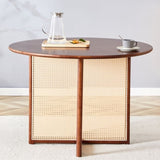 Chinese countryside retro walnut solid wood round table, simple modern imitation rattan table, W1512P355086
