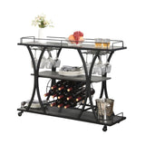 ZUN Industrial Bar Cart Kitchen Bar&Serving Cart for Home with Wheels 3 -Tier Storage Shelves W82151001