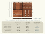 27pcs Interlocking Deck Tiles 11.8" x 11.8", Patio Flooring Outdoor Waterproof, Acacia Wood Tiles T3839P363029