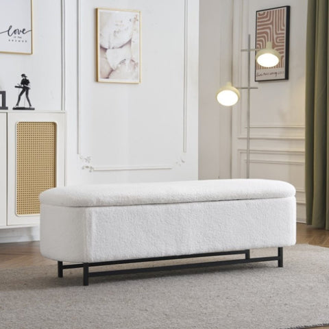 ZUN Elegant Ottoman with Spacious Storage Function, White N769P227981W