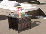 Glass Surface Brown Gradient Iron Frame Rattan Side Table 57975527