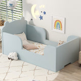 Toddler Floor Bed Frame, Cot Bed for Boys and Girls Ages 3-6, Bear Shape Toddler Bed, Blue W1580P257434