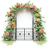Garden Arch Arbor Trellis for Climbing Plants with Gate, Durable Metal Garden Arch Outdoor Wedding W840P321539