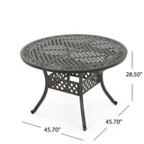 Outdoor Expandable Aluminum Dining Table, Hammered Bronze Finish 61394.00BRZ