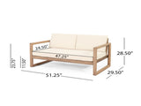 Outdoor Acacia Wood Loveseat and Coffee Table Set with Cushions, Brown Wash, Beige 73020.00BBGE