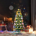 ZUN 4 FT Pre-lit Fiber Optic Christmas Tree, Artificial Xmas Tree with Lighted Top Star and Snowflakes, 55699558