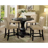 Set of 2 Padded Chenille Dining Chairs in Beige and Antique Black B016P156584