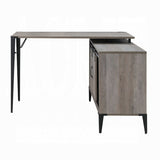 Grey Oak Writing Desk with Sliding Barn Door B062P209219