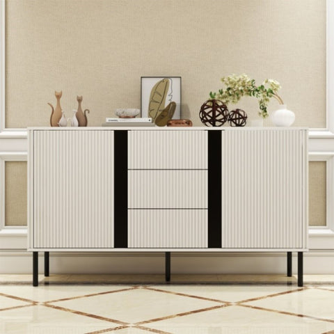 ZUN White blister modern three drawers and two door side cabinets W1236P164006