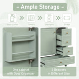 30" Bathroom Vanity with Sink, One Door with Shelf and Three Drawers, Soft Close Door, Light Green N759P225994G