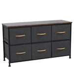 ZUN 3-Tier Wide Drawer Dresser, Storage Unit with 6 Easy Pull Fabric Drawers and Metal Frame, Wooden 46440438