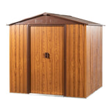 6 Ft. W X 6 Ft. D Metal Storage Shed Appealing horizontal siding in woodgrain with coffee trim to W54071035