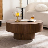 Round Wood 30.51 inch Coffee table for Living Room Table Walnut Suitable for Bedroom, Living Room, W3081P315307
