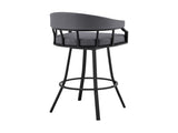 Palmdale 30" Swivel Slate Gray Faux Leather and Black Metal Bar Stool B2736P268591