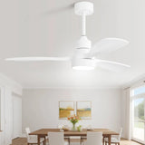48 Inch Indoor Wood Ceiling Fan With Light 3 Solid Wood Blades Remote Control Reversible DC Motor W882P296770