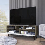 ZUN Hamburg TV Stand For TV´s up 52", Four Legs, Three Open Shelves,Two Upturned Drawers B128P148920