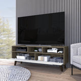 ZUN Hamburg TV Stand For TV´s up 52", Four Legs, Three Open Shelves,Two Upturned Drawers B128P148920