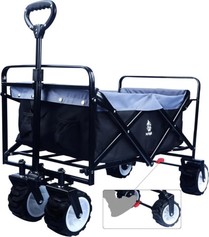 ZUN Collapsible Heavy Duty Beach Wagon Cart Outdoor Folding Utility Camping Garden Beach Cart with 74659015