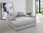 ZUN ACME Hilde Chaise w/2 Pillows, Beige Velvet LV03681