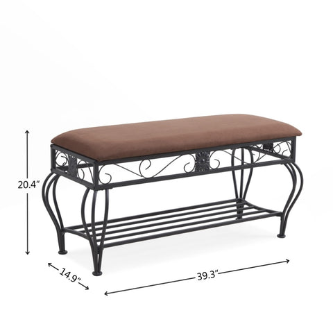 ZUN Shoe Rack Bench for, Industrial Bench, Rustic Shoe Rack for Small Spaces, Upholstered 14447507