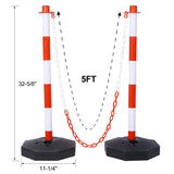 ZUN 4 Pack Traffic Delineator Post Cones with Fillable Base, Adjustable Safety Barrier with 5Ft 43132353