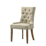 Beige and Salvaged Oak Tufted Back Parson Chairs B062P182743