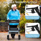 Foldable Rollator Walkers with Seat for Seniors, 450 lb Capacity, 8" Wheels, 18" Big Seat, T3815P361059