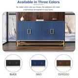 TREXM Retro-Style Sideboard with Adjustable Shelves, Rectangular Metal Handles and Legs for Kitchen, N715P232695M